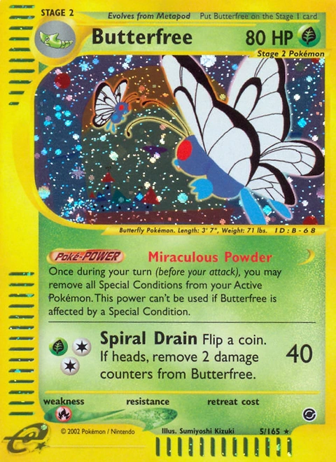 Butterfree Pokémon card from Expedition Base Set, number 5 (Standard print)