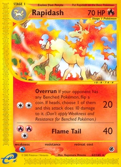 Rapidash Pokémon card, number 62
