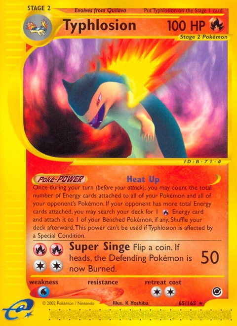 Typhlosion Pokémon card from Expedition Base Set, number 65 (Standard print)