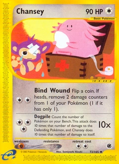 Chansey Pokémon card, number 72