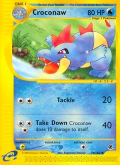 Croconaw Pokémon card, number 74