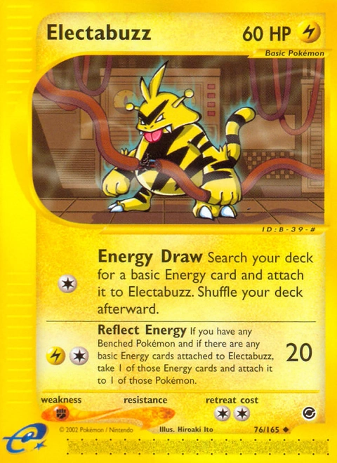 Electabuzz Pokémon card from Expedition Base Set, number 76 (Standard print)