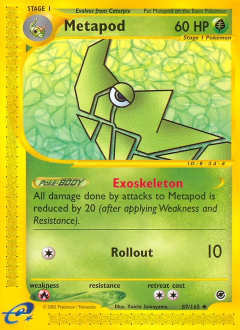 Metapod Pokémon card from Expedition Base Set, number 87 (Standard print)
