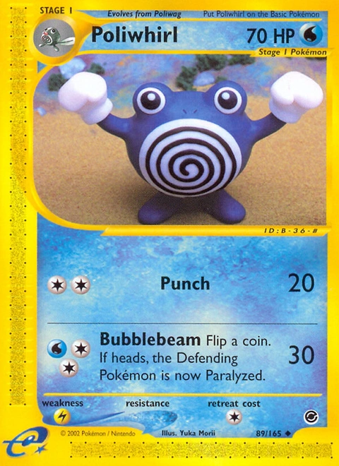 Poliwhirl Pokémon card from Expedition Base Set, number 89 (Standard print)