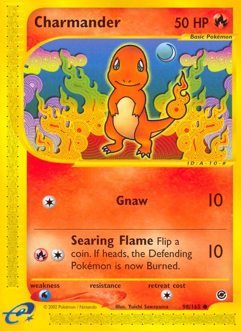 Charmander Pokémon card from Expedition Base Set, number 98 (Standard print)