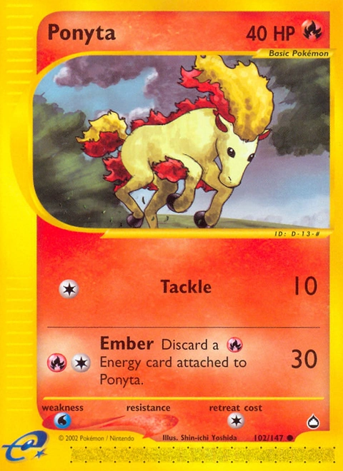 Ponyta Pokémon card from Aquapolis, number 102 (Standard print)