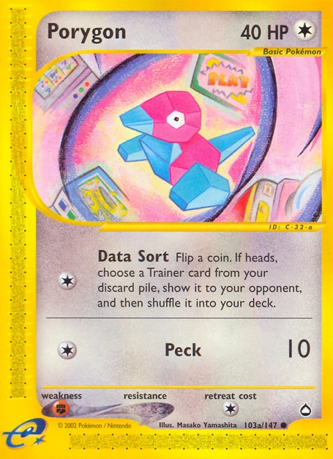 Porygon Pokémon card from Aquapolis, number 103 (Standard print)