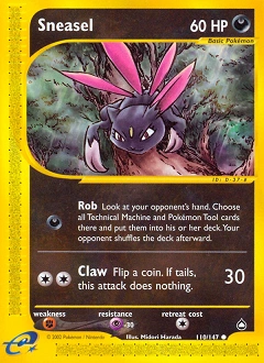 Sneasel Pokémon card, number 110
