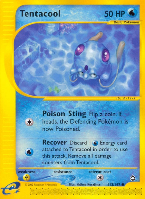 Tentacool Pokémon card from Aquapolis, number 113 (Standard print)