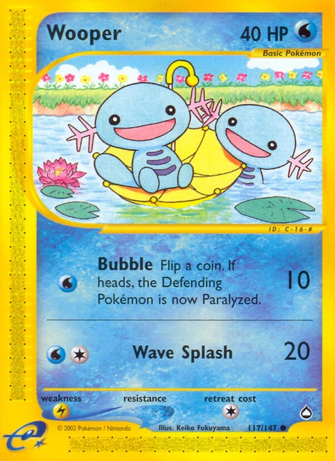 Wooper Pokémon card from Aquapolis, number 117 (Standard print)