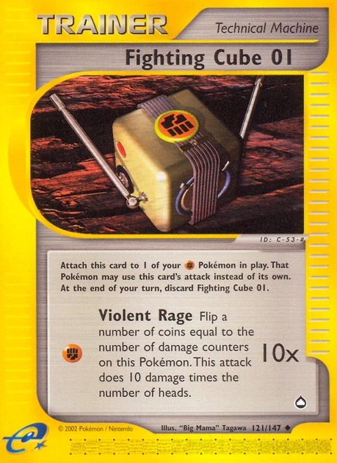 Fighting Cube 01 Pokémon card from Aquapolis, number 121 (Standard print)