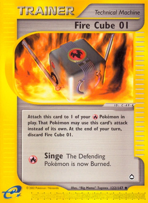 Fire Cube 01 Pokémon card from Aquapolis, number 122 (Standard print)