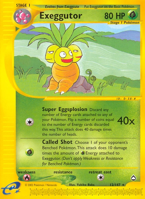 Exeggutor Pokémon card from Aquapolis, number 12 (Standard print)