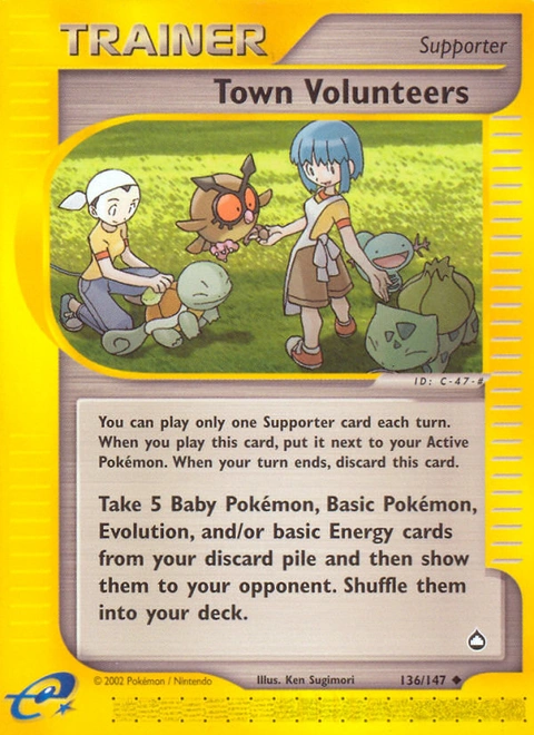 Town Volunteers Pokémon card from Aquapolis, number 136 (Standard print)