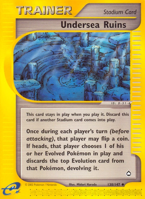 Undersea Ruins Pokémon card from Aquapolis, number 138 (Standard print)