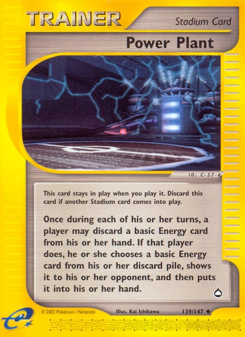 Power Plant Pokémon card from Aquapolis, number 139 (Standard print)