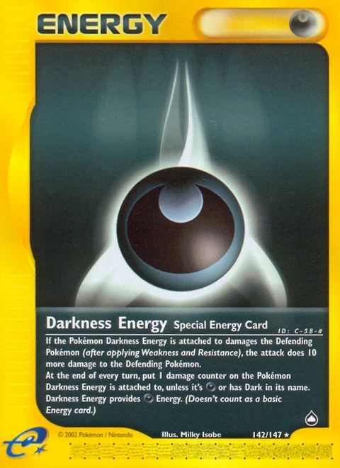 Darkness Energy Pokémon card from Aquapolis, number 142 (Standard print)