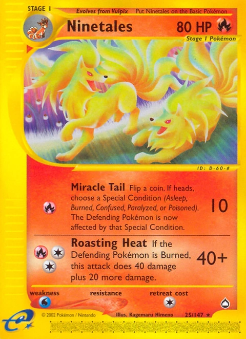 Ninetales Pokémon card from Aquapolis, number 25 (Standard print)