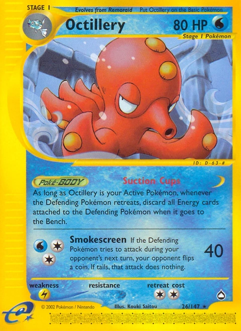 Octillery Pokémon card from Aquapolis, number 26 (Standard print)