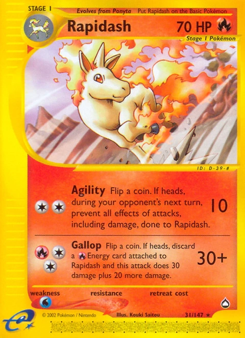 Rapidash Pokémon card from Aquapolis, number 31 (Standard print)