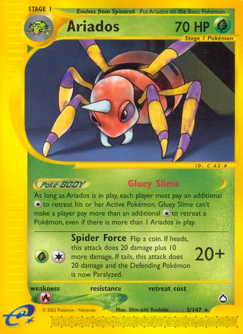 Ariados Pokémon card from Aquapolis, number 3 (Standard print)