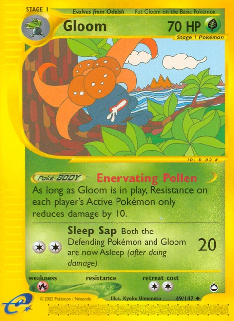 Gloom Pokémon card from Aquapolis, number 49 (Standard print)