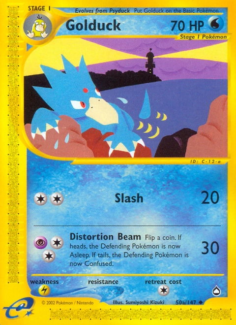Golduck Pokémon card from Aquapolis, number 50 (Standard print)