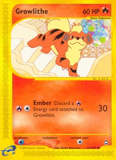 Growlithe Pokémon card, number 51
