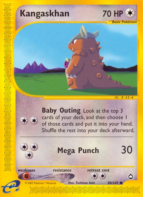 Kangaskhan Pokémon card from Aquapolis, number 88 (Standard print)