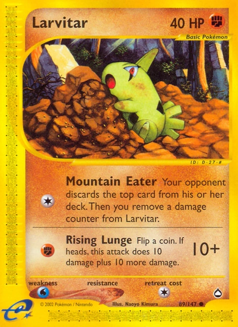 Larvitar Pokémon card from Aquapolis, number 89 (Standard print)