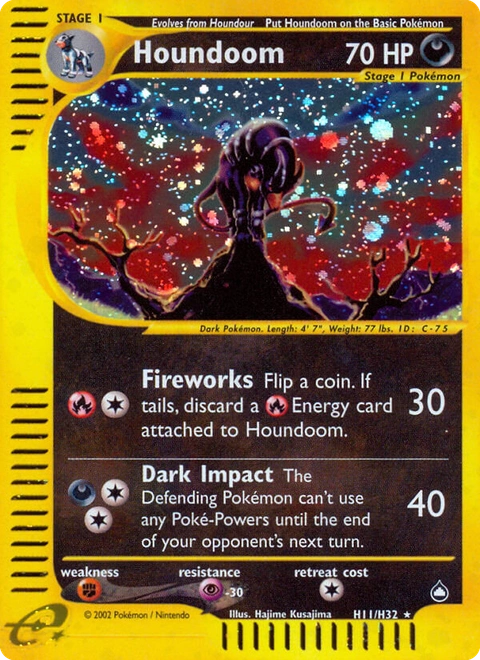 Houndoom Pokémon card from Aquapolis, number H11 (Standard print)