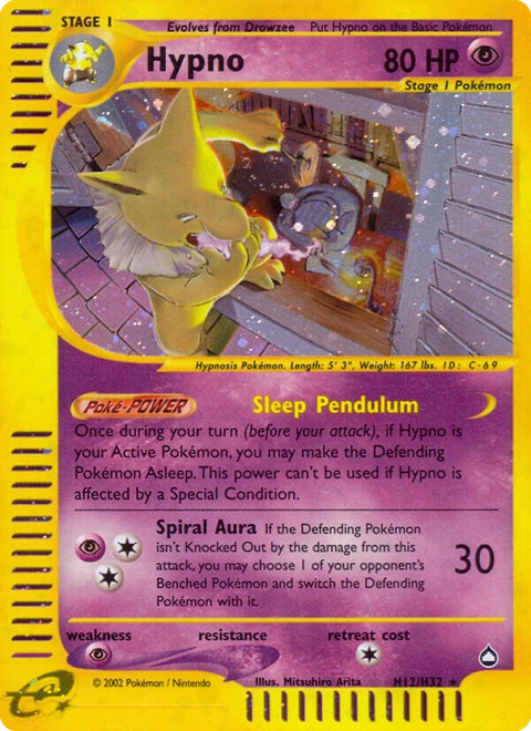 Hypno Pokémon card from Aquapolis, number H12 (Standard print)