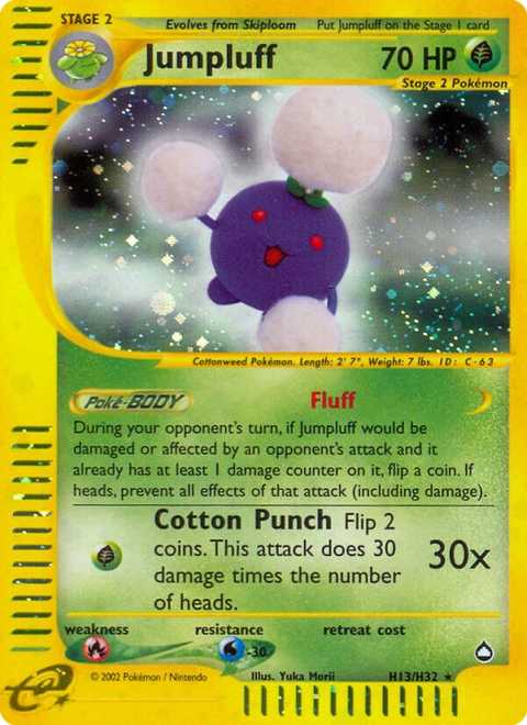 Jumpluff Pokémon card from Aquapolis, number H13 (Standard print)