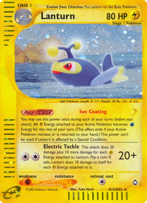 Lanturn Pokémon card from Aquapolis, number H15 (Standard print)