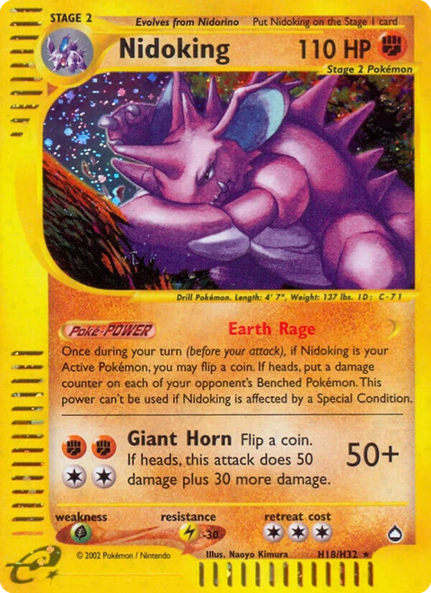 Nidoking Pokémon card from Aquapolis, number H18 (Standard print)
