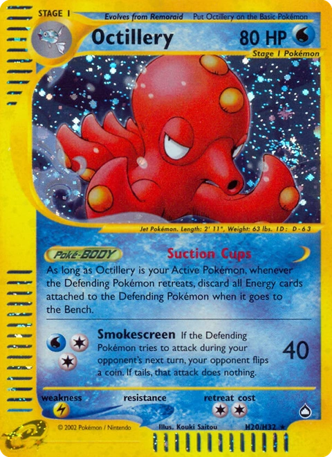 Octillery Pokémon card from Aquapolis, number H20 (Standard print)