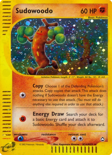 Sudowoodo Pokémon card from Aquapolis, number H24 (Standard print)