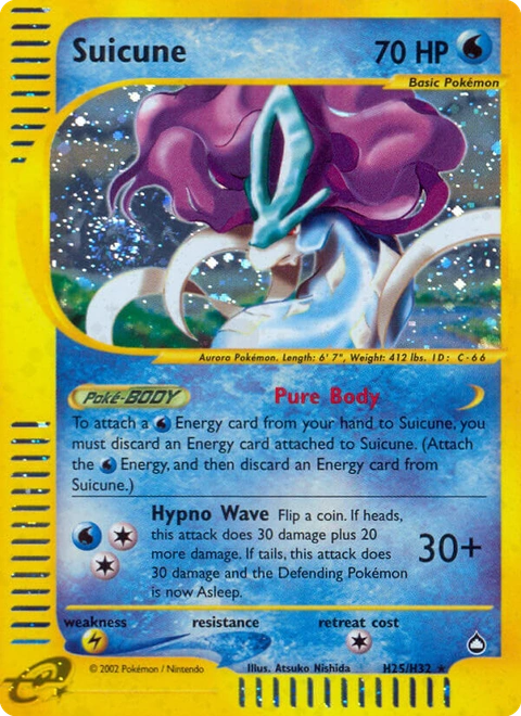 Suicune Pokémon card from Aquapolis, number H25 (Standard print)