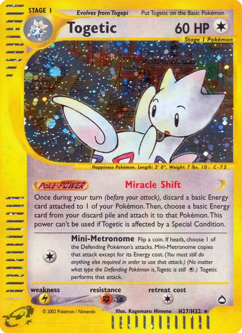 Togetic Pokémon card from Aquapolis, number H27 (Standard print)