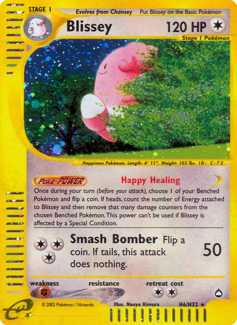 Blissey Pokémon card from Aquapolis, number H6 (Standard print)