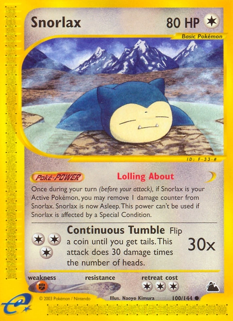 Snorlax Pokémon card from Skyridge, number 100 (Standard print)