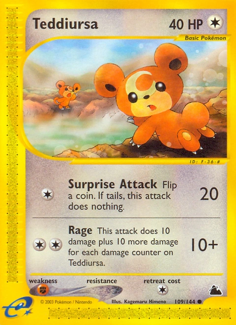 Teddiursa Pokémon card from Skyridge, number 109 (Standard print)
