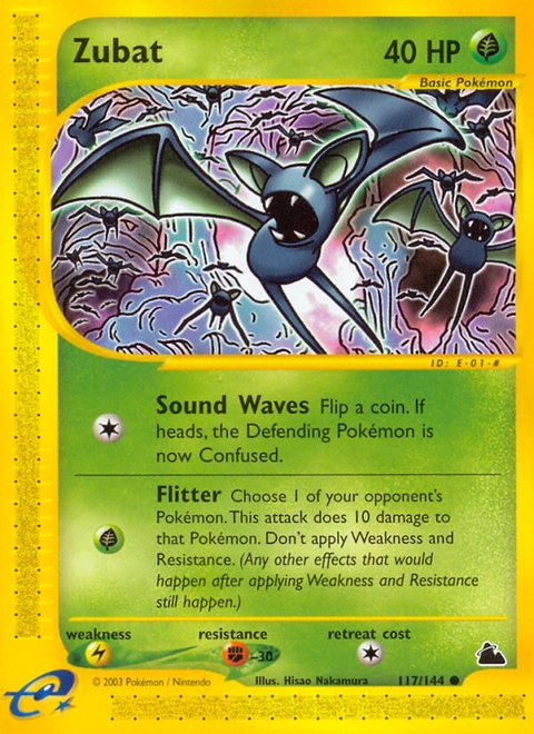 Zubat Pokémon card from Skyridge, number 117 (Standard print)