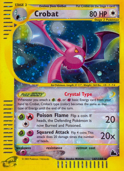 Crobat Pokémon card from Skyridge, number 147 (Holo print)
