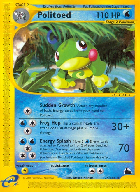 Politoed Pokémon card from Skyridge, number 25 (Standard print)