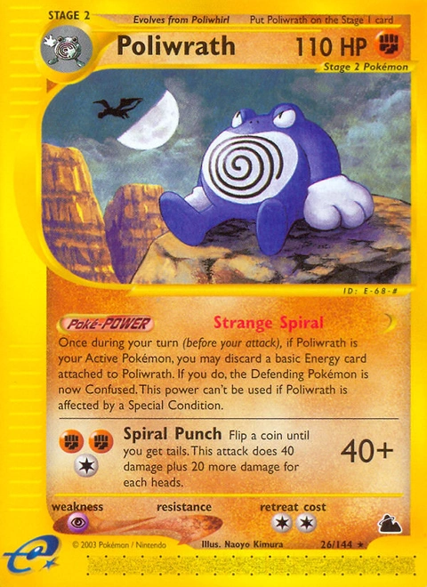 Poliwrath Pokémon card from Skyridge, number 26 (Standard print)