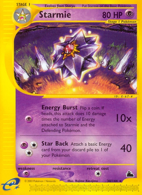 Starmie Pokémon card from Skyridge, number 30 (Standard print)