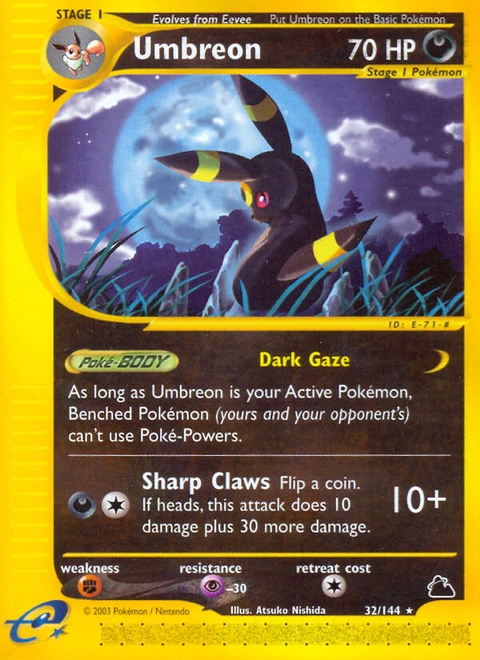 Umbreon Pokémon card from Skyridge, number 32 (Standard print)