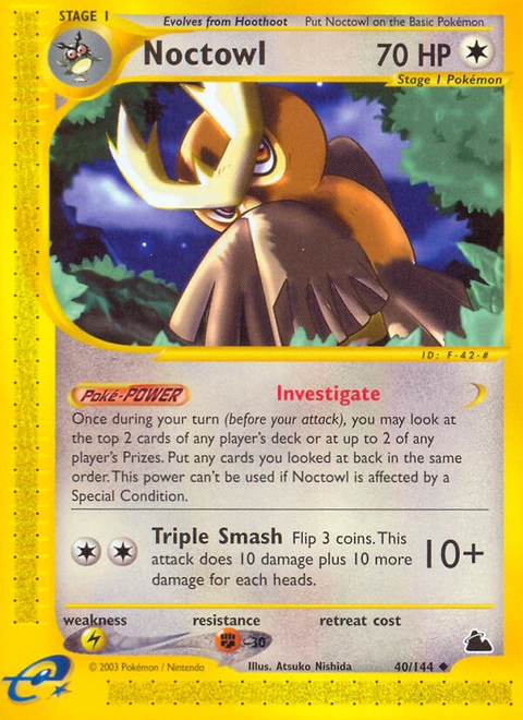 Noctowl Pokémon card from Skyridge, number 40 (Standard print)