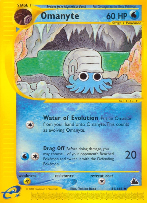 Omanyte Pokémon card from Skyridge, number 41 (Standard print)